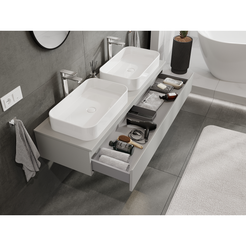 Mexen Orio armoire de salle de bain sous lavabo 140 cm, 1 tiroir, gris mat - 91A10-14023-1-BF62