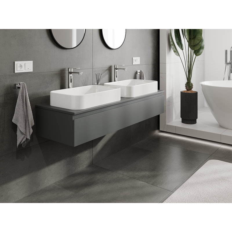 Mexen Orio badrumsskåp under tvättställ 140 cm, 1 låda, grafit matt - 91A10-14023-1-BF66