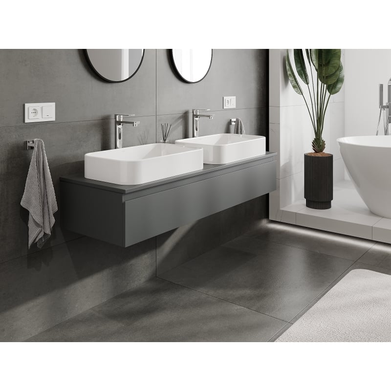 Mexen Orio bathroom cabinet under sink 140 cm, 1 drawer, matte graphite - 91A10-14023-1-BF66