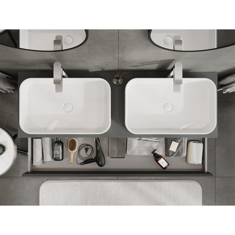 Mexen Orio badrumsskåp under tvättställ 140 cm, 1 låda, grafit matt - 91A10-14023-1-BF66