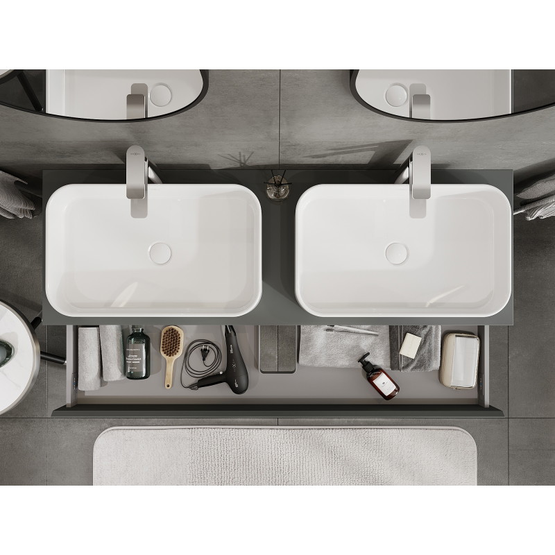 Mexen Orio bathroom cabinet under sink 140 cm, 1 drawer, matte graphite - 91A10-14023-1-BF66