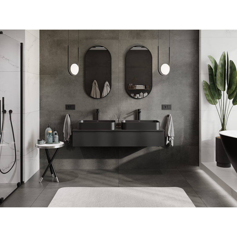 Mexen Orio armario de baño bajo lavabo 140 cm, 1 cajón, negro mate - 91A10-14023-1-BF71