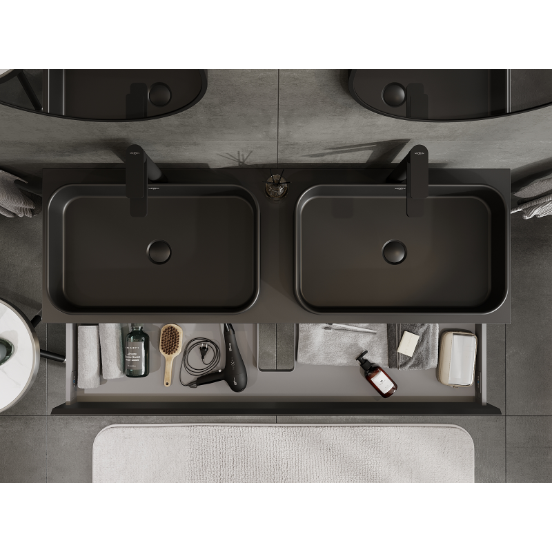 Mexen Orio meuble de salle de bain sous lavabo 140 cm, 1 tiroir, noir mat - 91A10-14023-1-BF71