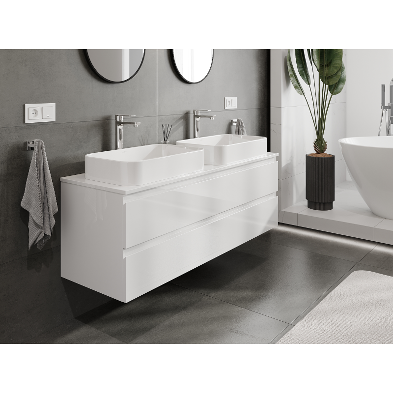 Mexen Orio meuble de salle de bain sous lavabo 140 cm, 2 tiroirs, blanc brillant - 91A10-14047-2-BFF00
