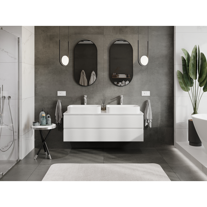 Mexen Orio meuble de salle de bain sous lavabo 140 cm, 2 tiroirs, blanc brillant - 91A10-14047-2-BFF00