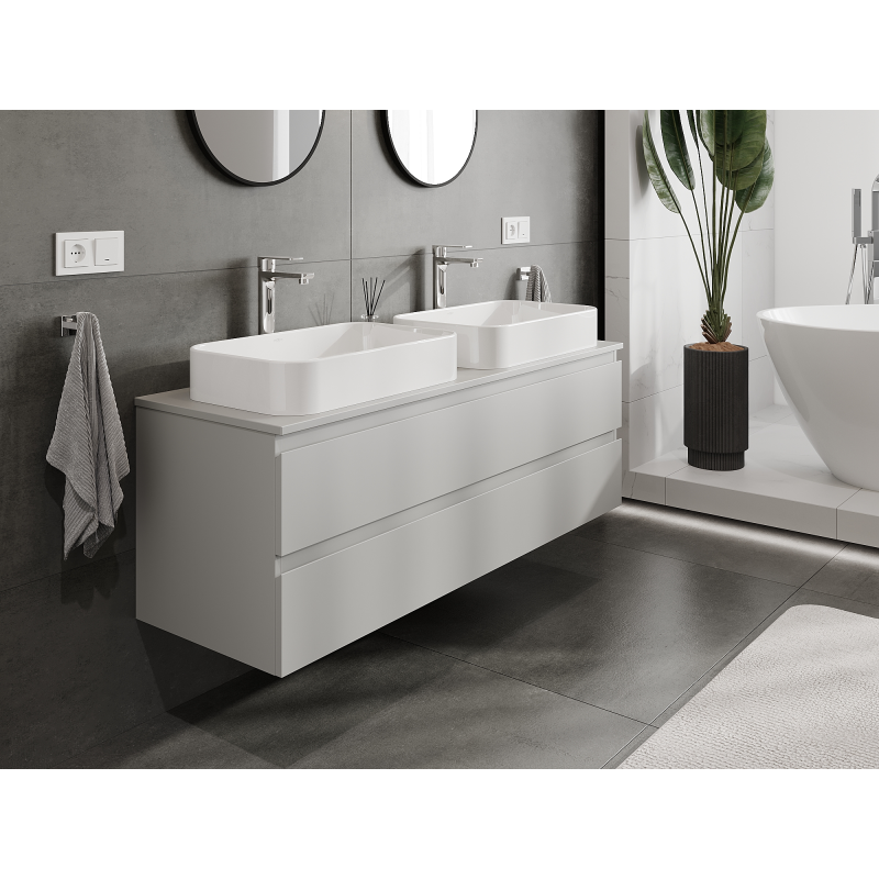 Mexen Orio ντουλάπι μπάνιου κάτω από νιπτήρα 140 cm, 2 συρτάρια, γκρι ματ