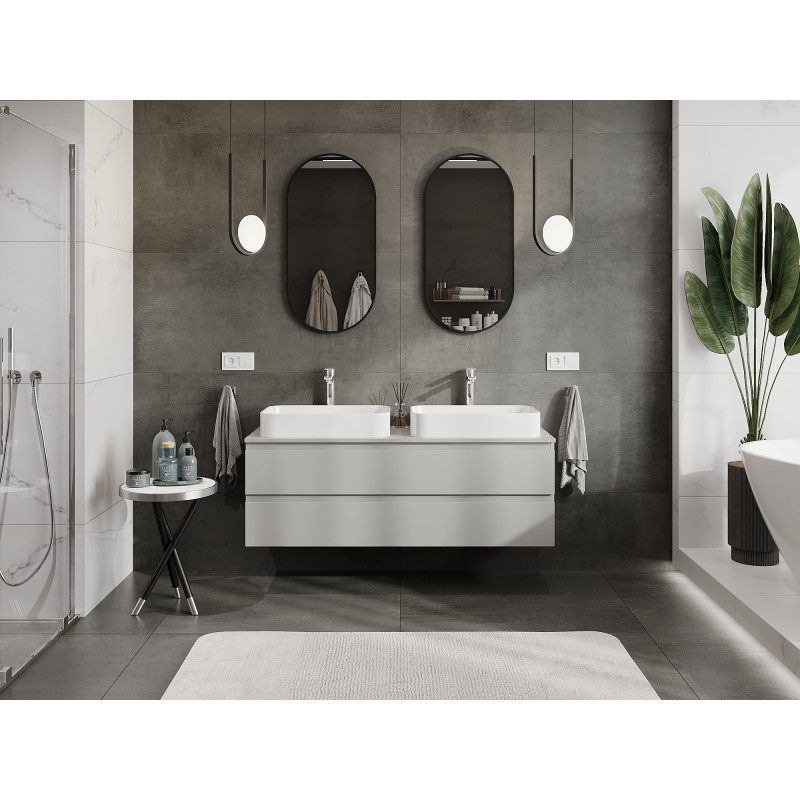 Mexen Orio 140 cm Under-Sink Bathroom Cabinet, 2 Drawers, Matte Grey - 91A10-14047-2-BFF62