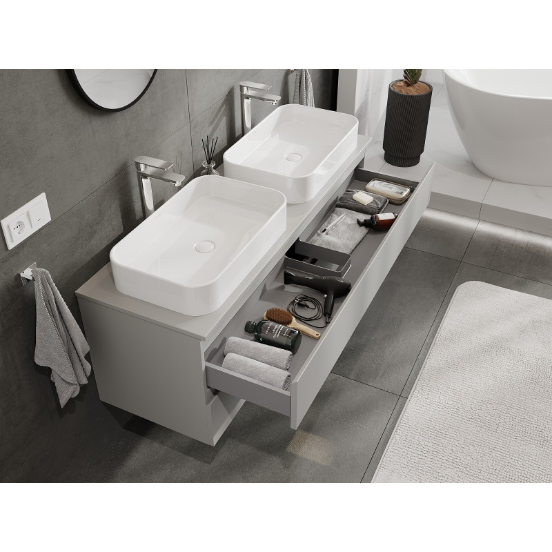 Mexen Orio 140 cm Under-Sink Bathroom Cabinet, 2 Drawers, Matte Grey - 91A10-14047-2-BFF62