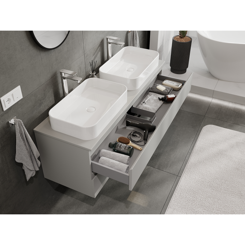 Mexen Orio vannasistabas skapītis zem izlietnes 140 cm, 2 atvilktnes, pelēka matēta - 91A10-14047-2-BFF62