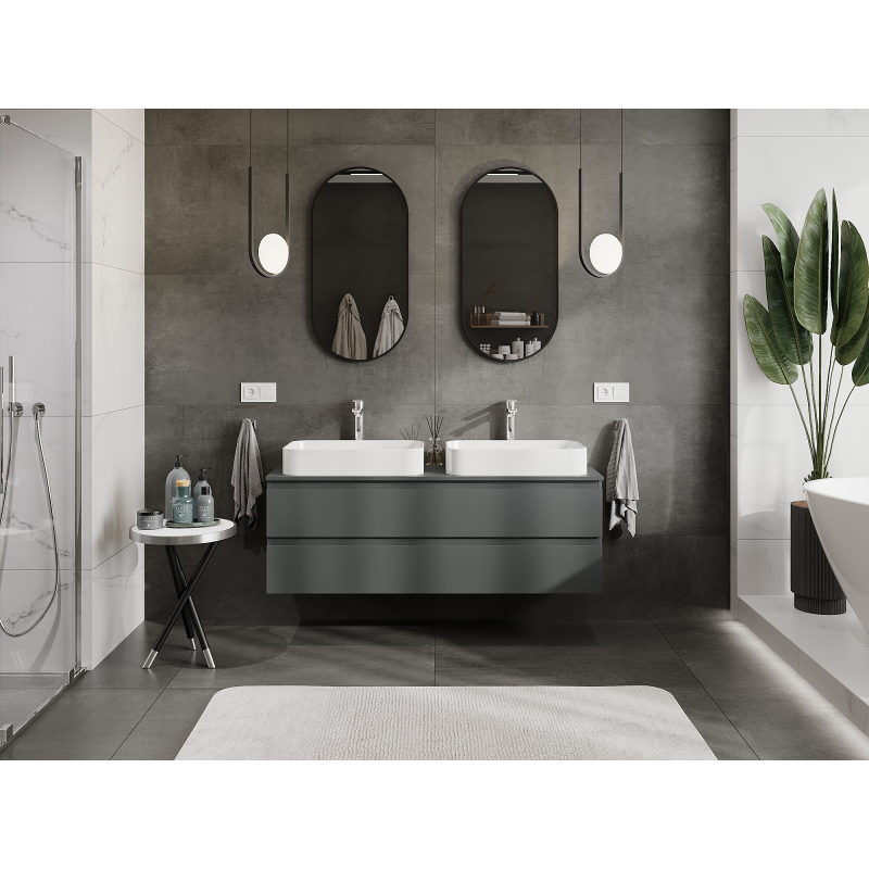 Mexen Orio badrumsskåp under tvättställ 140 cm, 2 lådor, grafit matt - 91A10-14047-2-BFF66