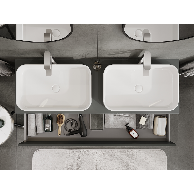 Mexen Orio ντουλάπι μπάνιου κάτω από νιπτήρα 140 cm, 2 συρτάρια, ματ γραφίτης