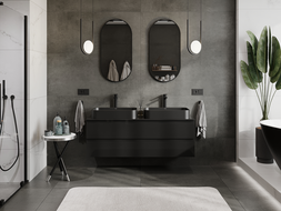 Mexen Orio mobiletto da bagno sospeso 140 cm, 2 cassetti, nero lucido - 91A10-14047-2-BFF70