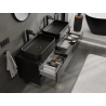 Mexen Orio 140 cm bathroom cabinet, 2 drawers, black gloss - 91A10-14047-2-BFF70