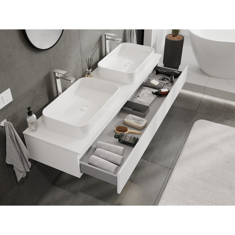 Mexen Orio armário de casa de banho de 160 cm para lavatório, 1 gaveta, branco mate - 91A10-16023-1-BF01