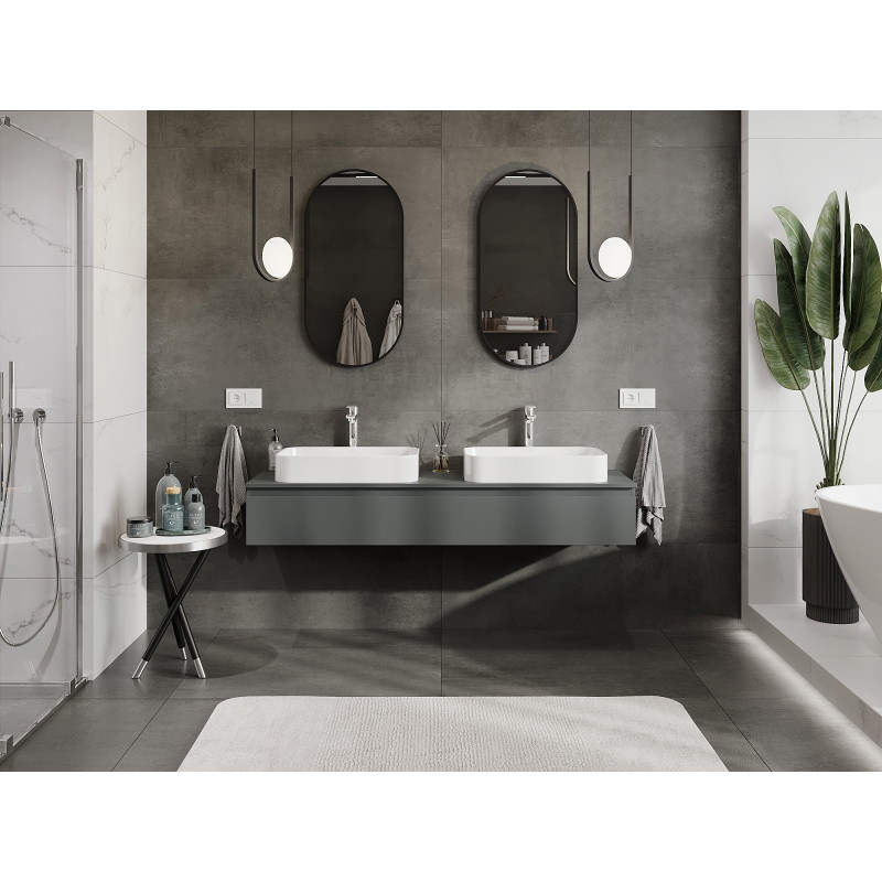 Mexen Orio bathroom cabinet for under sink 160 cm, 1 drawer, matte graphite - 91A10-16023-1-BF66