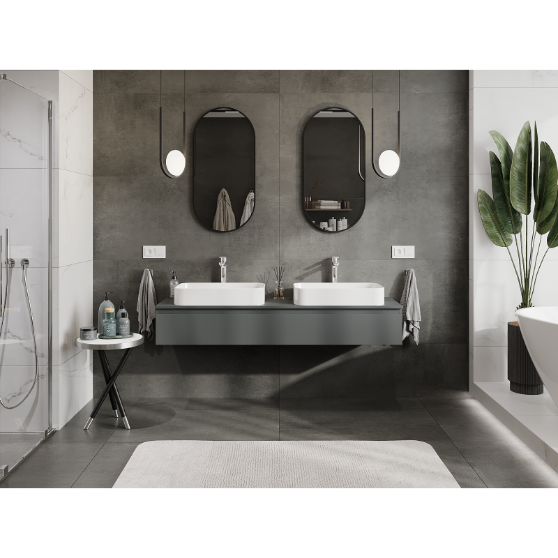 Mexen Orio mobile bagno sospeso 160 cm, 1 cassetto, grafite opaco - 91A10-16023-1-BF66