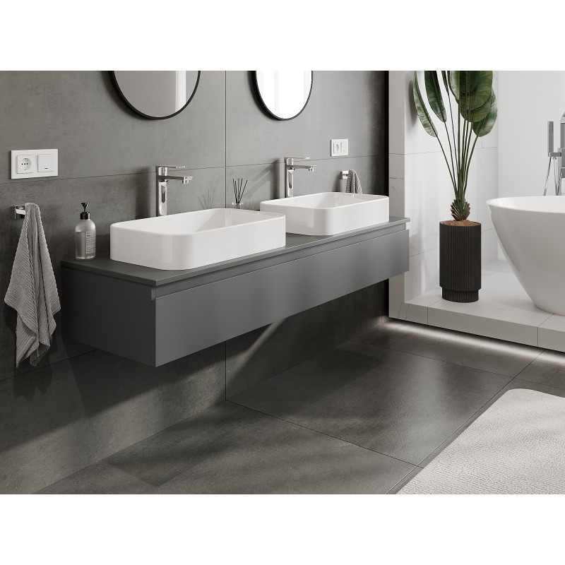 Mexen Orio bathroom cabinet for under sink 160 cm, 1 drawer, matte graphite - 91A10-16023-1-BF66