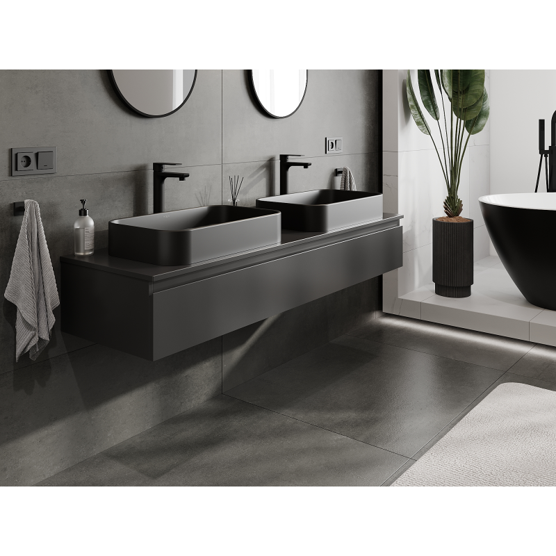 Mexen Orio armário de casa de banho sob lavatório 160 cm, 1 gaveta, preto mate - 91A10-16023-1-BF71