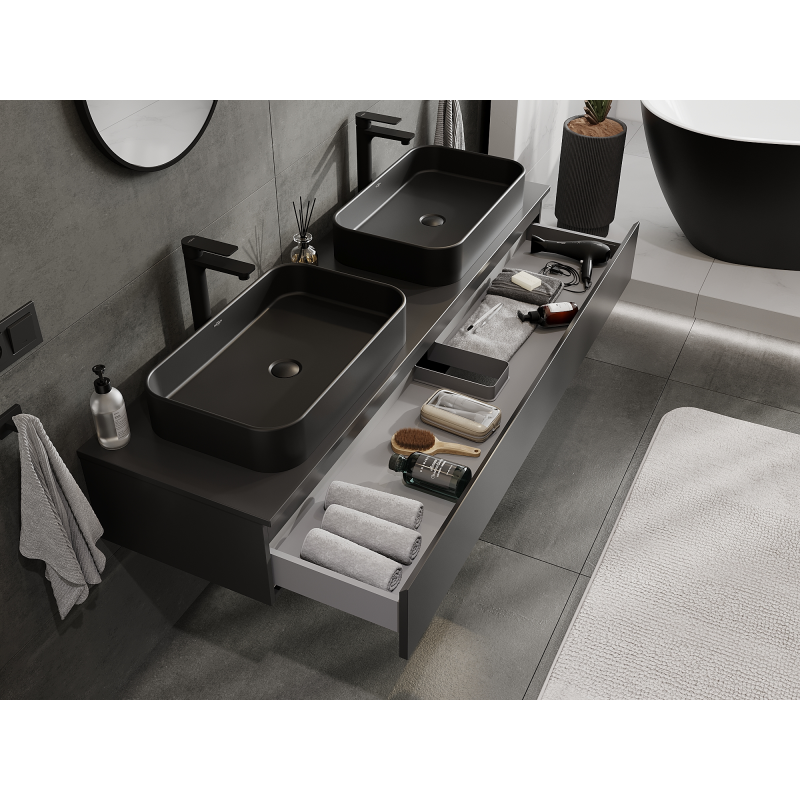 Mexen Orio badkamerkast 160 cm, 1 lade, zwarte mat - 91A10-16023-1-BF71