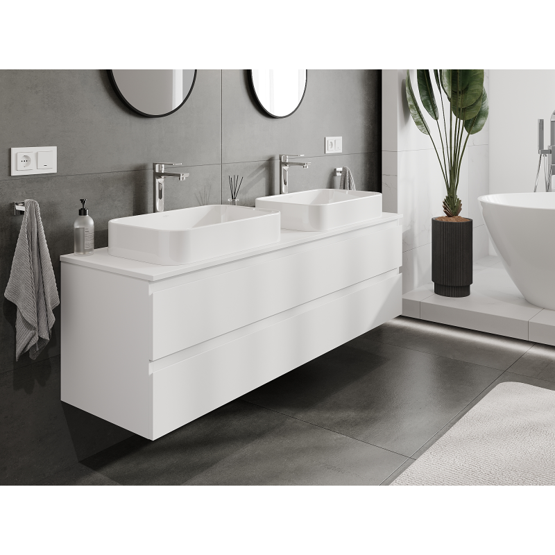 Mexen Orio armario de baño bajo lavabo 160 cm, 2 cajones, blanco mate - 91A10-16047-2-BFF01