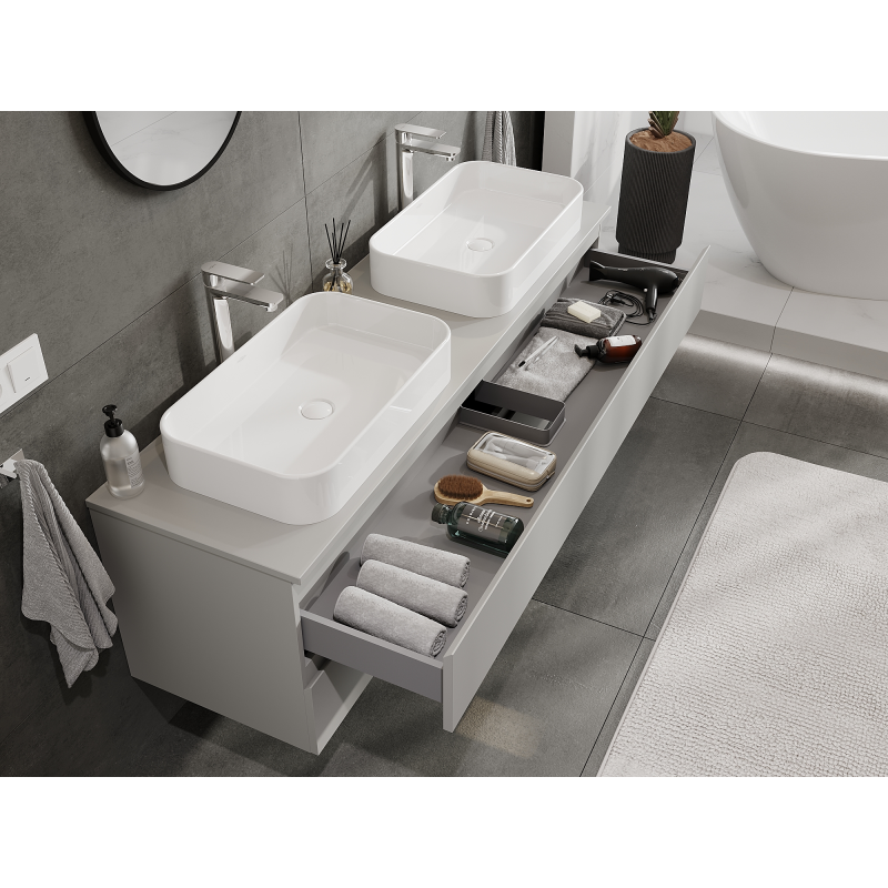 Mexen Orio meuble de salle de bain sous lavabo 160 cm, 2 tiroirs, gris mat - 91A10-16047-2-BFF62