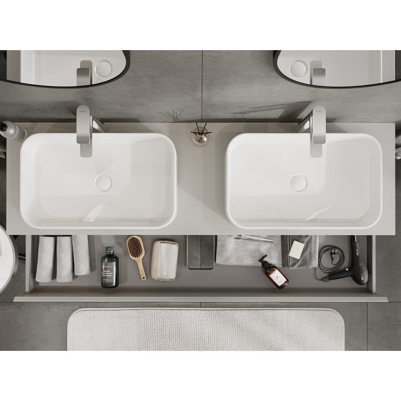 Mexen Orio meuble de salle de bain sous lavabo 160 cm, 2 tiroirs, gris mat - 91A10-16047-2-BFF62
