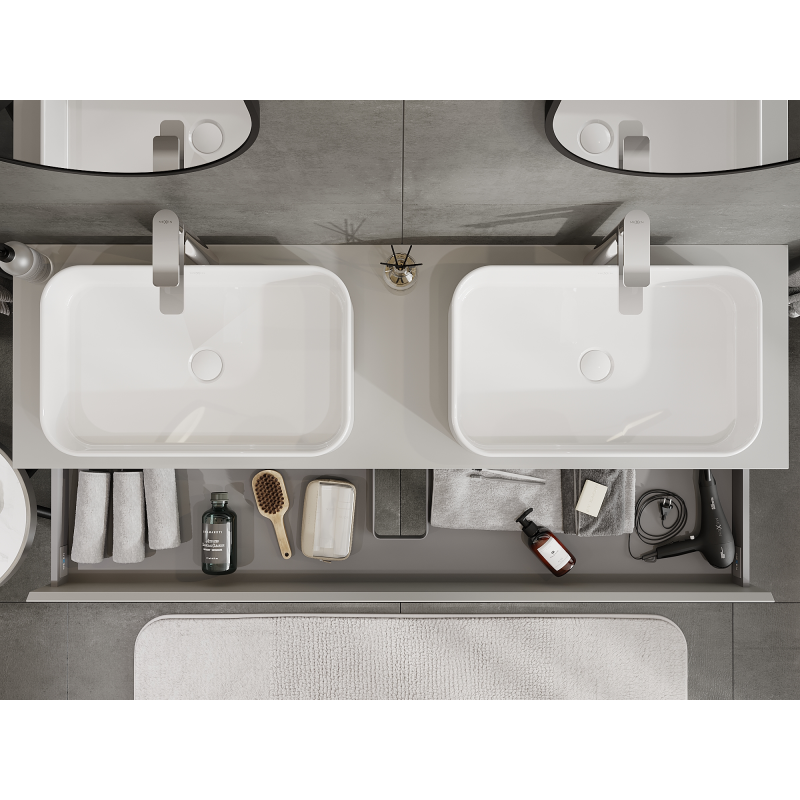 Mexen Orio mobile da bagno sottolavabo 160 cm, 2 cassetti, grigio opaco - 91A10-16047-2-BFF62