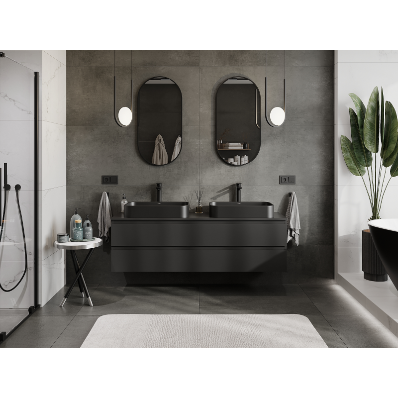 Mexen Orio mobile da bagno sottolavabo 160 cm, 2 cassetti, nero opaco - 91A10-16047-2-BFF71