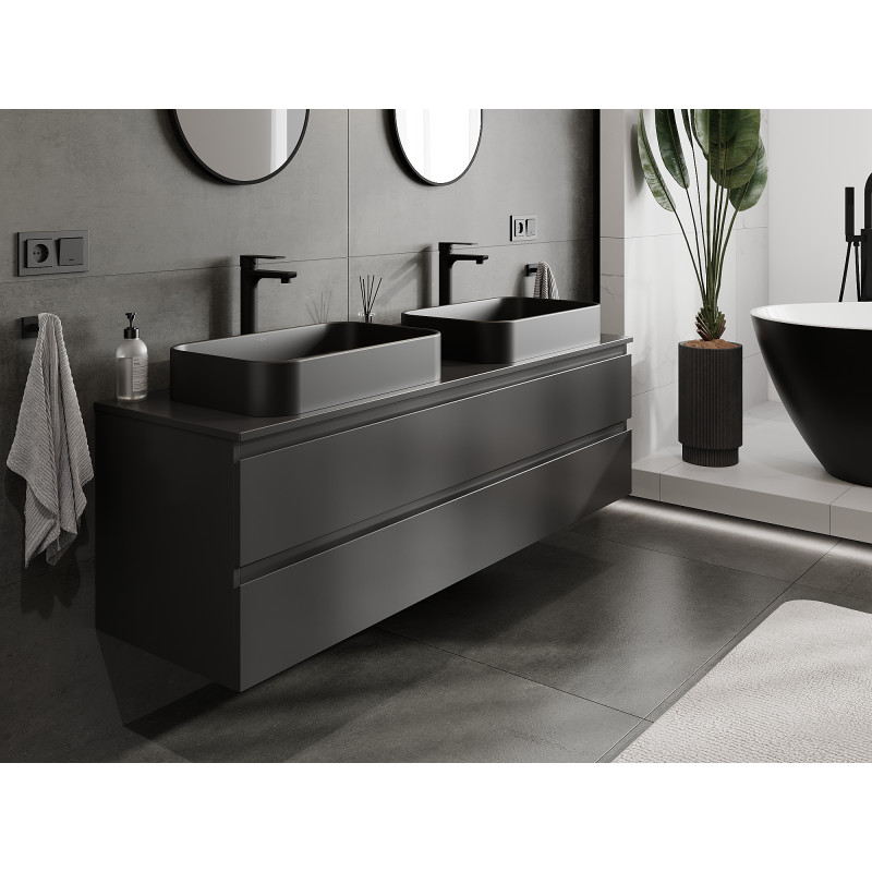 Mexen Orio ντουλάπι μπάνιου κάτω από νιπτήρα 160 εκ., 2 συρτάρια, μαύρο ματ