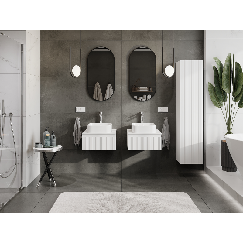 Mexen Rivel mobile bagno per lavabo 50 cm, 1 cassetto, scanalato, bianco opaco- 91A20-05023-1-BF01