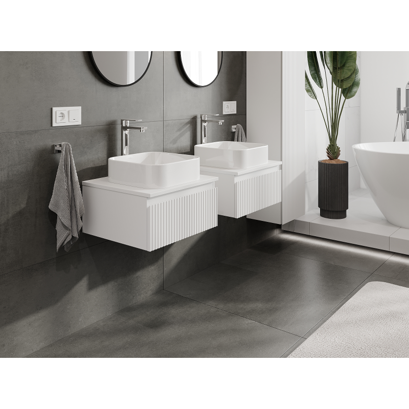 Mexen Rivel armoire de salle de bain sous lavabo 50 cm, 1 tiroir, rainurée, blanc mat- 91A20-05023-1-BF01