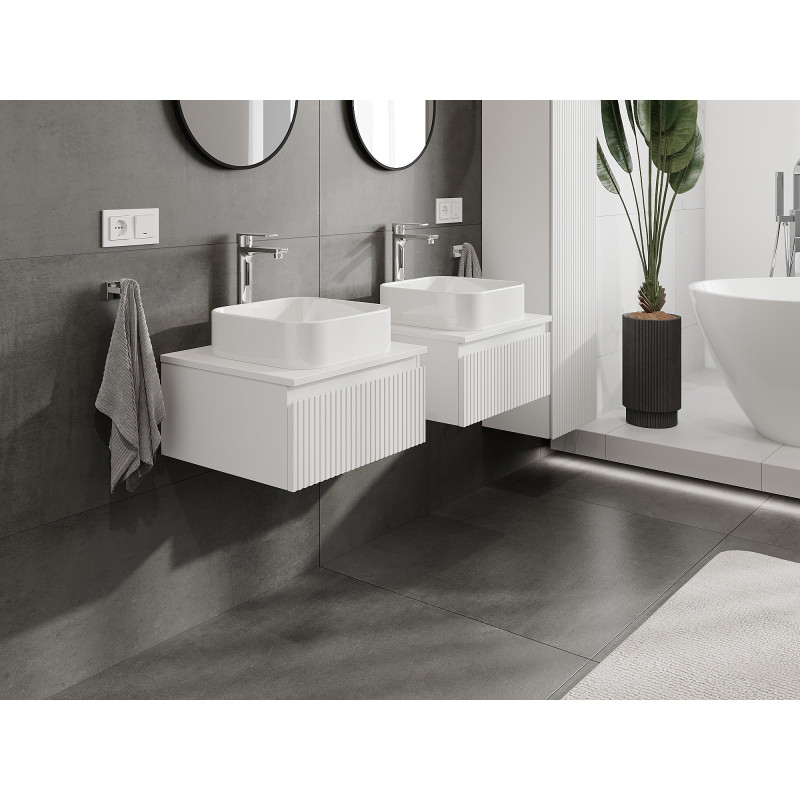 Mexen Rivel bathroom cabinet under-sink 50 cm, 1 drawer, grooved, matte white- 91A20-05023-1-BF01