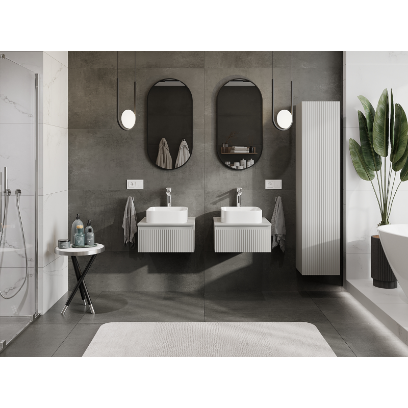 Mexen Rivel ντουλάπι μπάνιου για νιπτήρα 50 cm, 1 συρτάρι, ραβδωτό, γκρι ματ