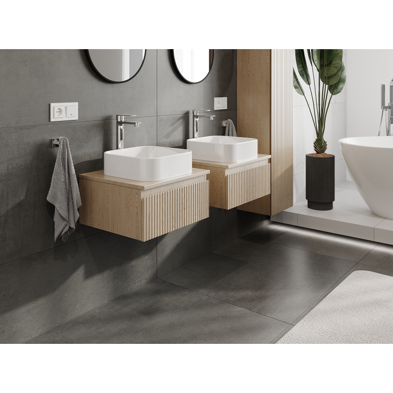 Mexen Rivel badrumsskåp under tvättställ 50 cm, 1 låda, räfflat, ek - 91A20-05023-1-BF81