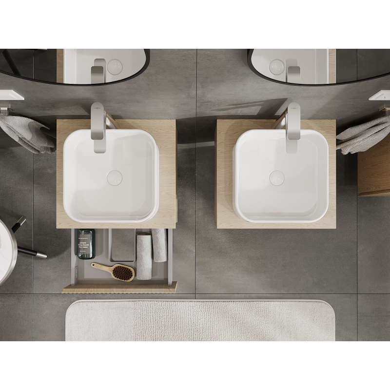 Mexen Rivel mobile da bagno sotto lavabo 50 cm, 1 cassetto, scanalato, rovere - 91A20-05023-1-BF81