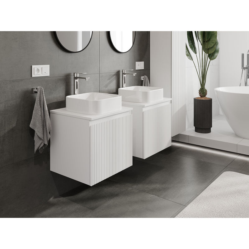 Mexen Rivel meuble de salle de bains sous lavabo 50 cm, 1 tiroir, rainuré, blanc mat - 91A20-05047-1-BF01