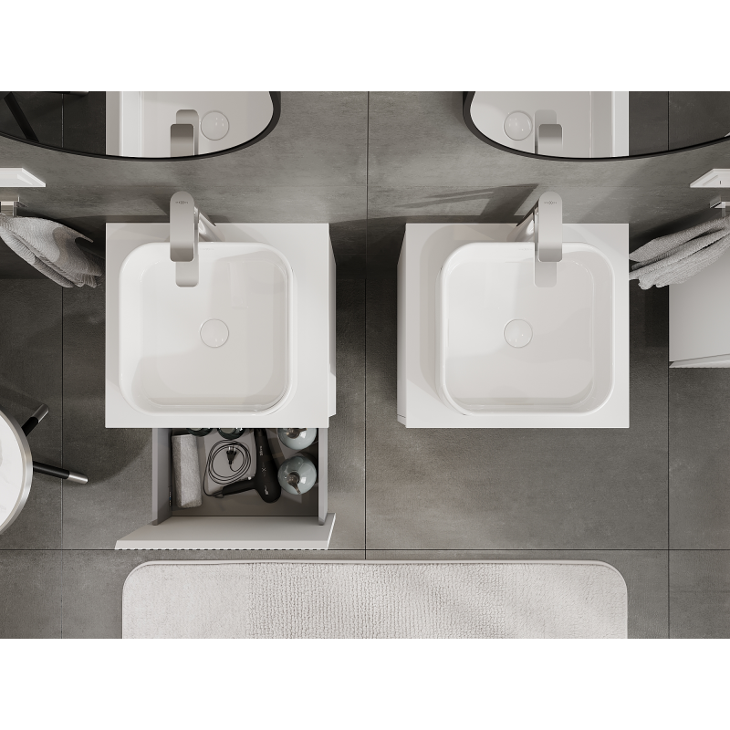 Mexen Rivel meuble de salle de bains sous lavabo 50 cm, 1 tiroir, rainuré, blanc mat - 91A20-05047-1-BF01