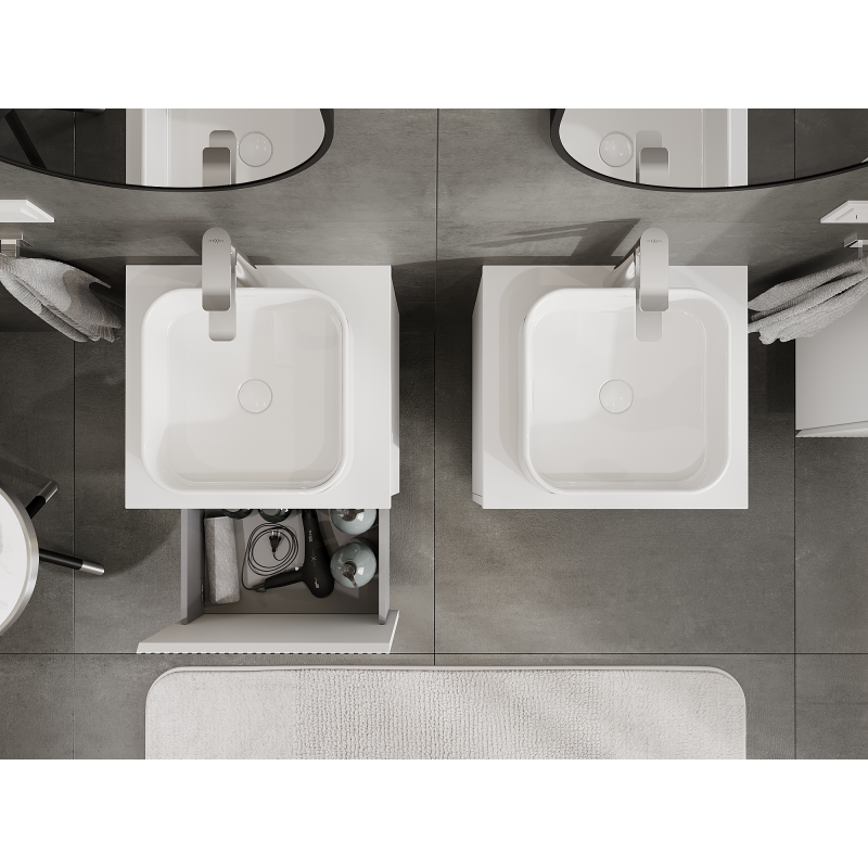 Mexen Rivel mobile bagno sottolavabo 50 cm, 1 cassetto, scanalato, bianco opaco - 91A20-05047-1-BF01