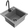 Mexen Vito fregadero de granito de 1 lavabo con grifo de cocina Telma, gris - 6503-71-670200-70-B
