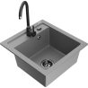 Mexen Vito granite sink 1-bowl with Telma kitchen tap, grey - 6503-71-670200-70-B