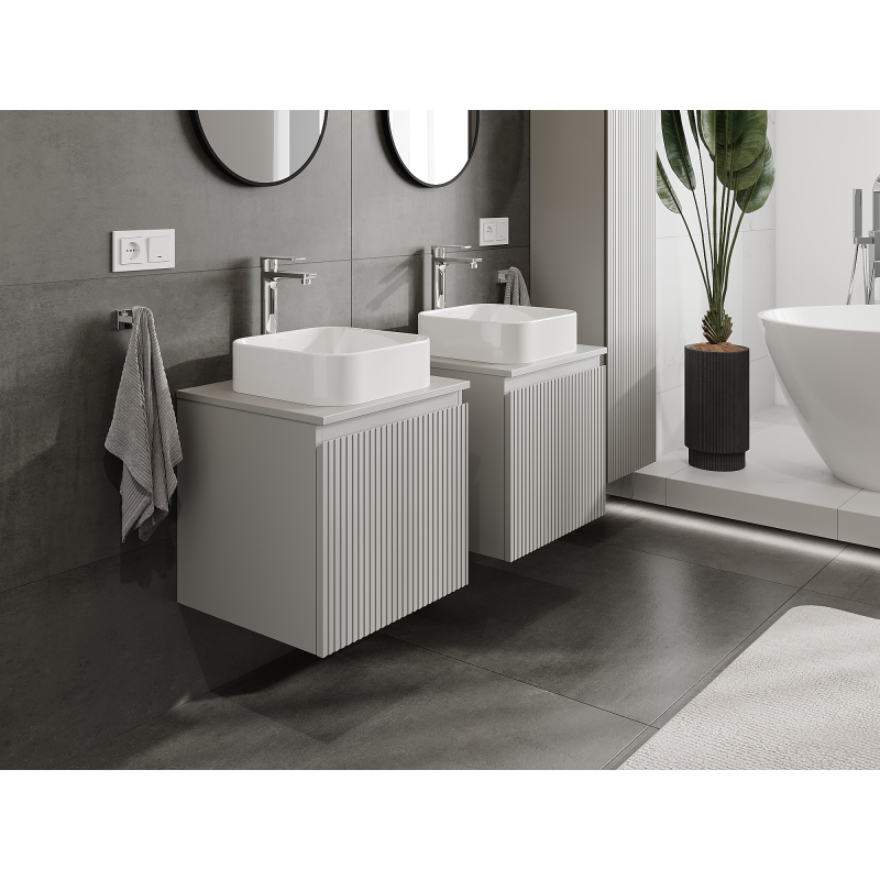 Mexen Rivel meuble de salle de bains sous-lavabo 50 cm, 1 tiroir, rainuré, gris mat - 91A20-05047-1-BF62