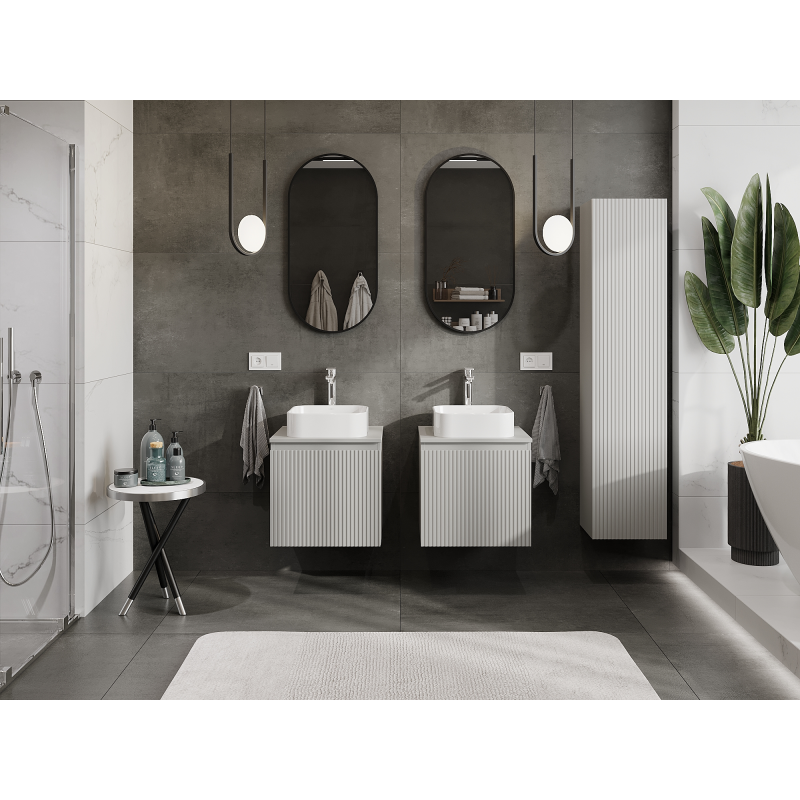 Mexen Rivel meuble de salle de bains sous-lavabo 50 cm, 1 tiroir, rainuré, gris mat - 91A20-05047-1-BF62