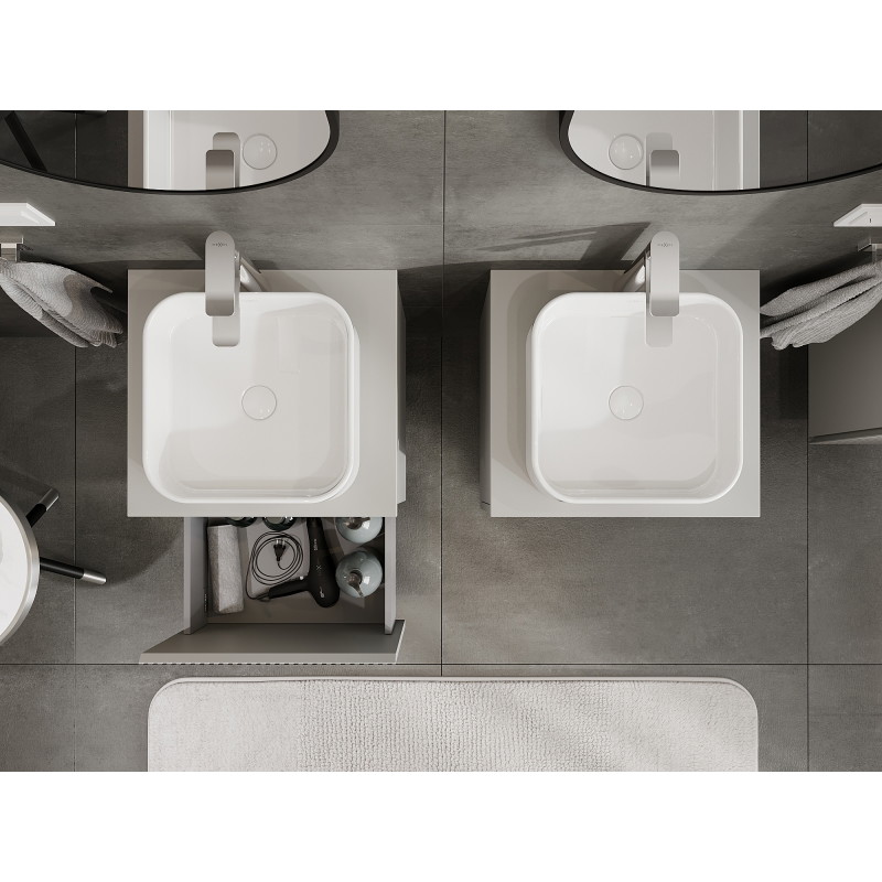Mexen Rivel bathroom cabinet for washbasin 50 cm, 1 drawer, grooved, grey matte - 91A20-05047-1-BF62