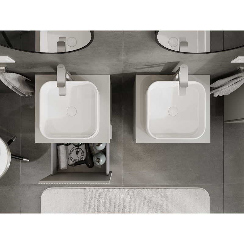 Mexen Rivel meuble de salle de bains sous-lavabo 50 cm, 1 tiroir, rainuré, gris mat - 91A20-05047-1-BF62