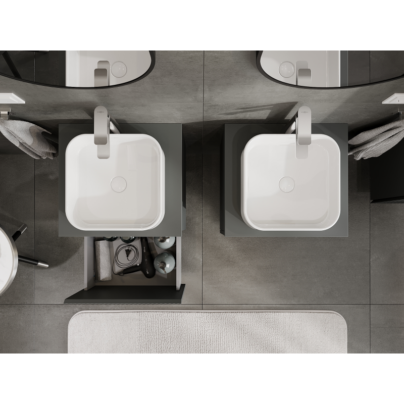 Mexen Rivel mueble de baño bajo lavabo 50 cm, 1 cajón, ranurado, grafito mate - 91A20-05047-1-BF66