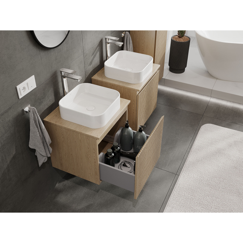 Mexen Rivel armadietto da bagno sottolavabo 50 cm, 1 cassetto, scanalato, rovere - 91A20-05047-1-BF81