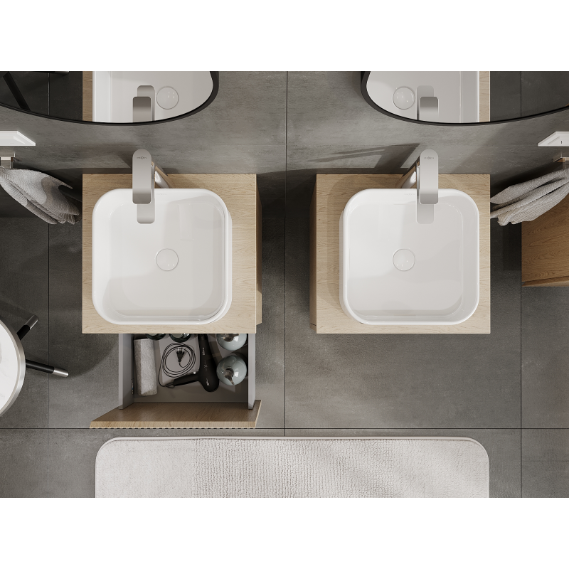 Mexen Rivel badrumsskåp under tvättställ 50 cm, 1 låda, räfflad, ek - 91A20-05047-1-BF81