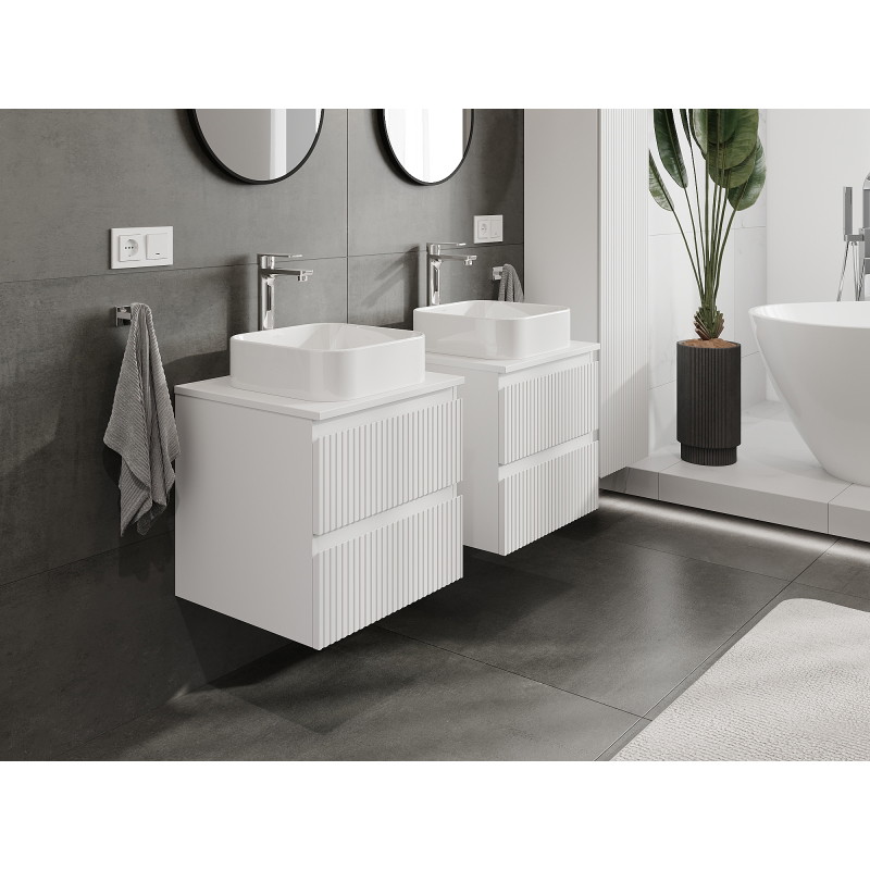 Mexen Rivel bathroom cabinet under sink 50 cm, 2 drawers, grooved, white matt - 91A20-05047-2-BFF01
