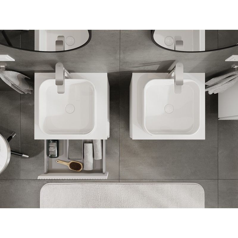Mexen Rivel bathroom cabinet under sink 50 cm, 2 drawers, grooved, white matt - 91A20-05047-2-BFF01