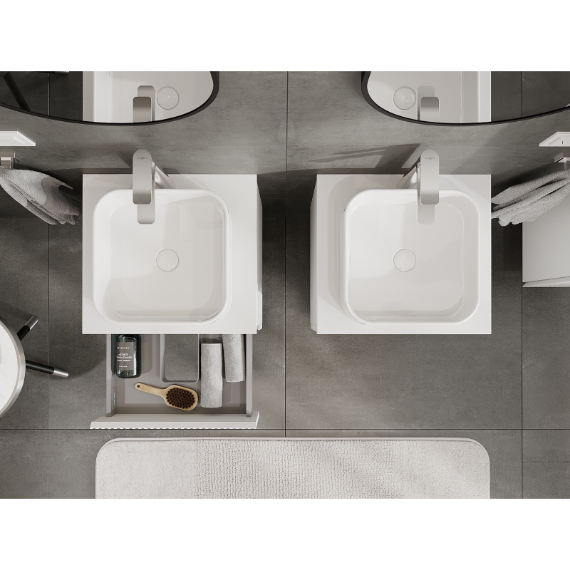 Mexen Rivel mobile da bagno sottolavabo 50 cm, 2 cassetti, scanalato, bianco opaco - 91A20-05047-2-BFF01